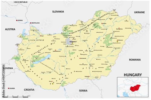 Obraz na płótnie detailed vector map of hungary w salonie