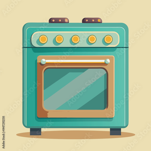 Modern gas stove, multi-function stove with oven vector illustration