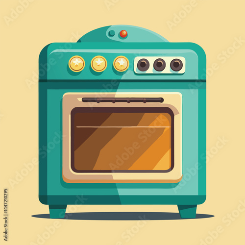 Modern gas stove, multi-function stove with oven vector illustration	