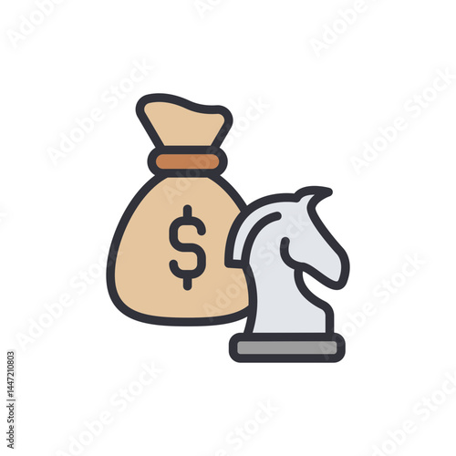 Financial planning colored icons, minimalist vector illustration ,simple transparent graphic element .Isolated on white background