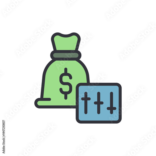 Financial planning colored icons, minimalist vector illustration ,simple transparent graphic element .Isolated on white background