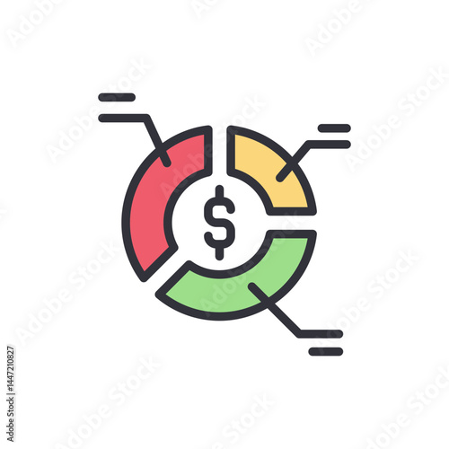 Financial planning colored icons, minimalist vector illustration ,simple transparent graphic element .Isolated on white background