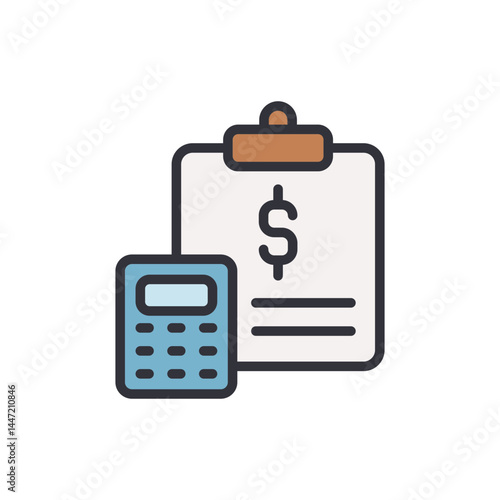 Financial planning colored icons, minimalist vector illustration ,simple transparent graphic element .Isolated on white background
