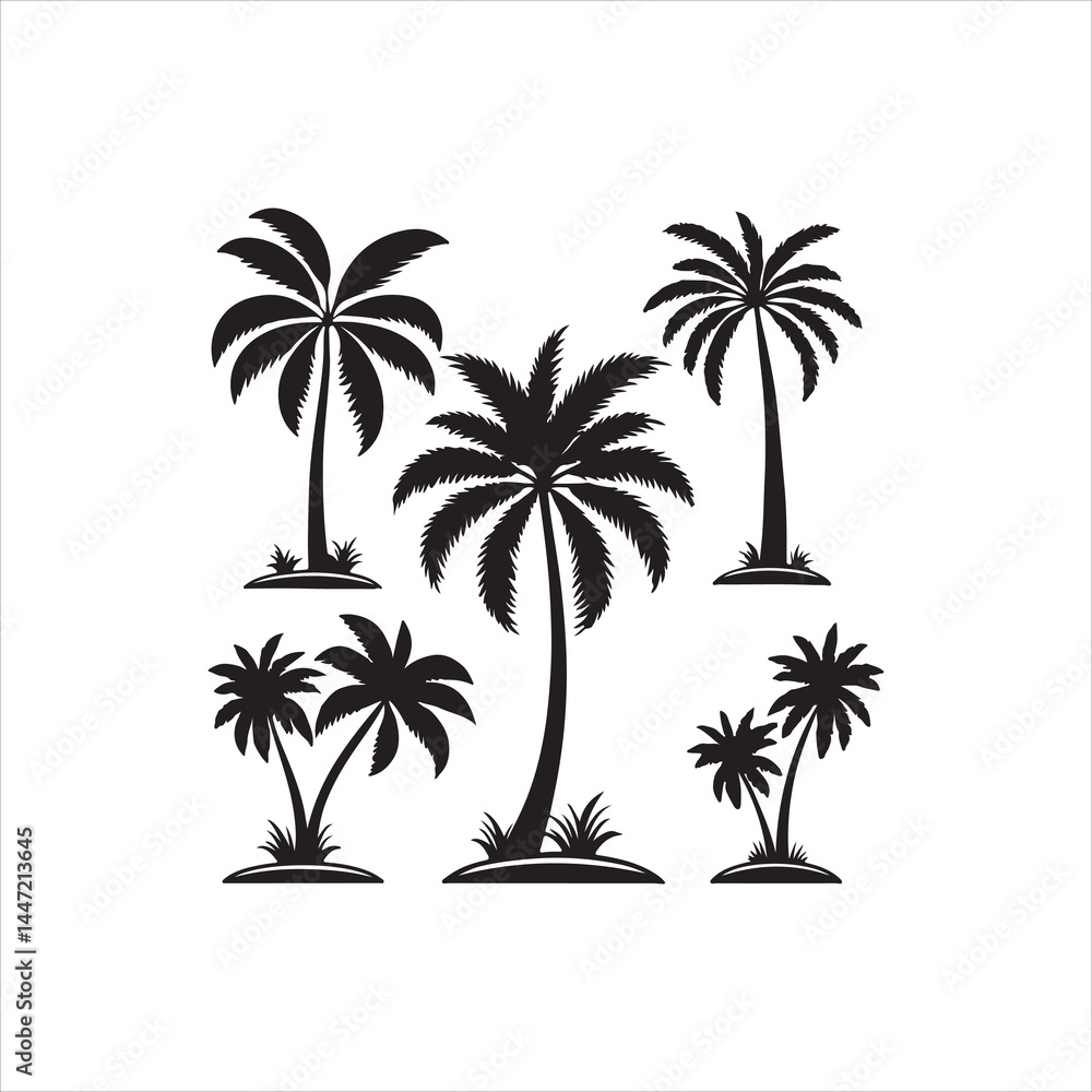 Obraz premium Palm Tree Silhouette Icon Set