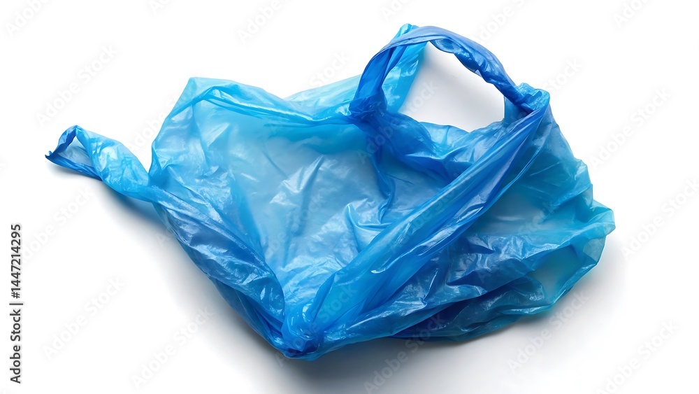 Blue empty plastic bag top view isolated on white background Blue empty plastic bag top view isolated on white background
