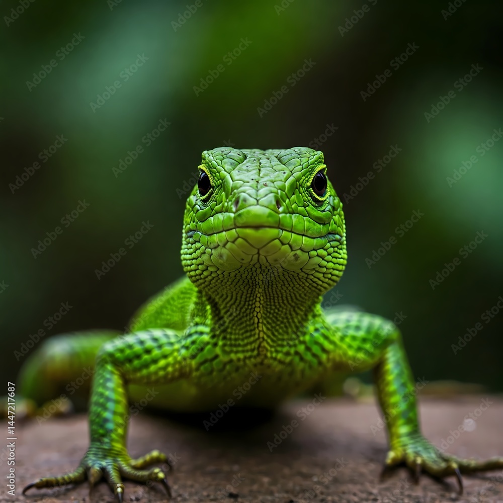 Fototapeta premium green lizard on a branch