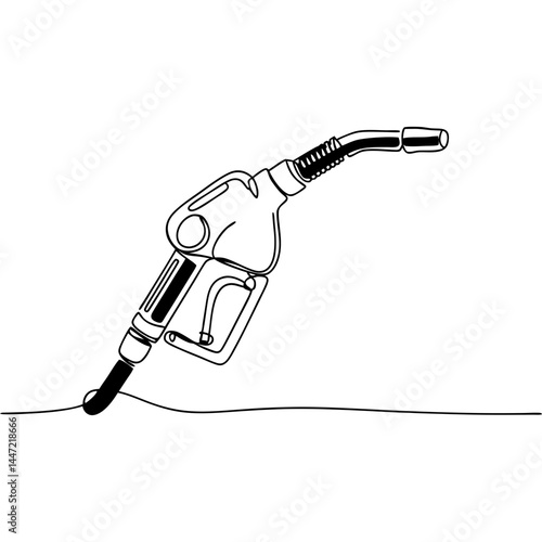 
Continuous line drawing of fuel pump nozzle for gas station illustration