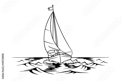 sailboat on the sea vector illustration