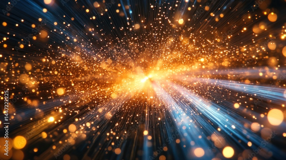 Fototapeta premium Abstract Cosmic Burst: Celestial Light Trails and Glimmering Stardust