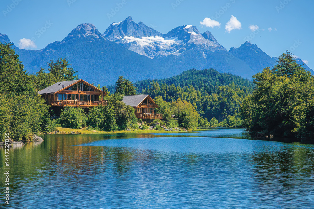 Naklejka premium breathtaking view of canadas exotic nature and wildlife showcasing lush forests majestic mountains and diverse.