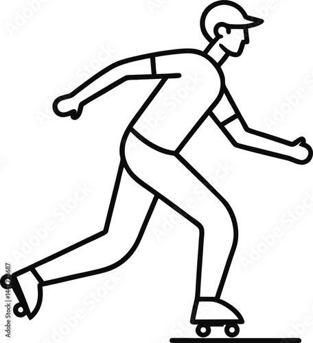 Inline skate represented in a clean continuous line art style highlighting motion energy and modern lifestyle perfect for sports and urban movement designs