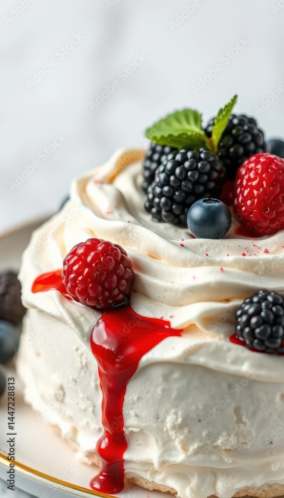 White frosted dessert, blackberries & blueberries topping, texture, delicious, food White frosted dessert, blackberries & blueberries topping, texture, delicious, food