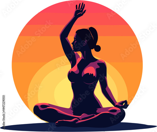 Confident woman practicing yoga at sunset, bold self-expression