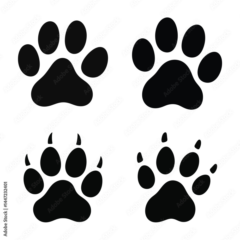 Fototapeta premium Dog Paw Marks – Isolated Pet Footprints Icons