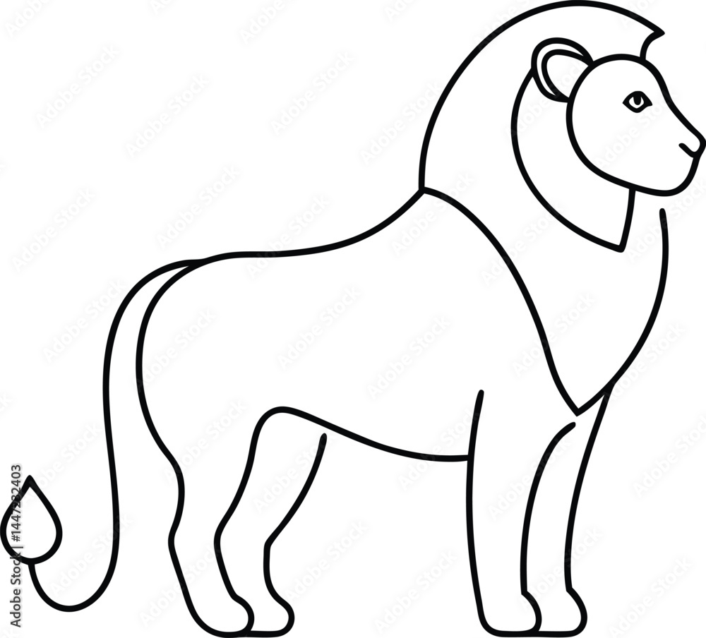 Obraz premium Minimalist lion illustration in continuous line art style capturing the majestic beauty of a wild animal for modern art prints logos tattoos or stylish wall decor