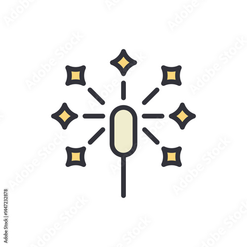 Fireworks colored icons, minimalist vector illustration ,simple transparent graphic element .Isolated on white background