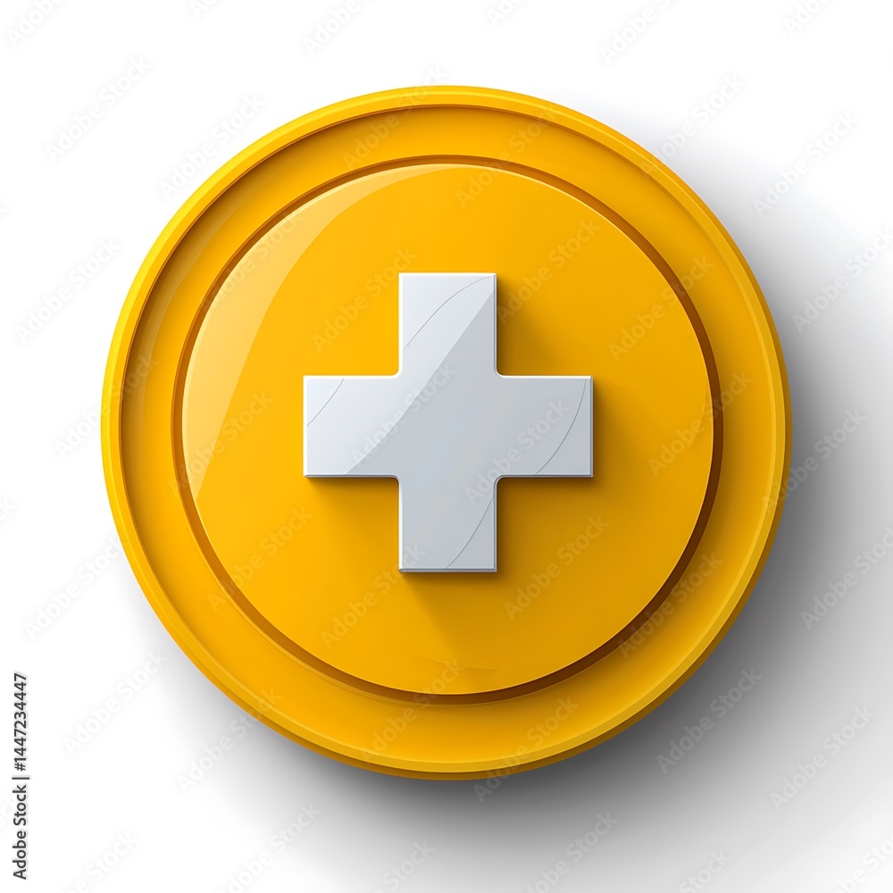 Obraz premium Yellow circle, white cross