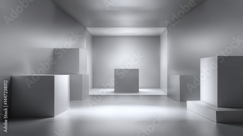 Wallpaper Mural Abstract white framework against a grey b-2 - abstract lines white technology Torontodigital.ca