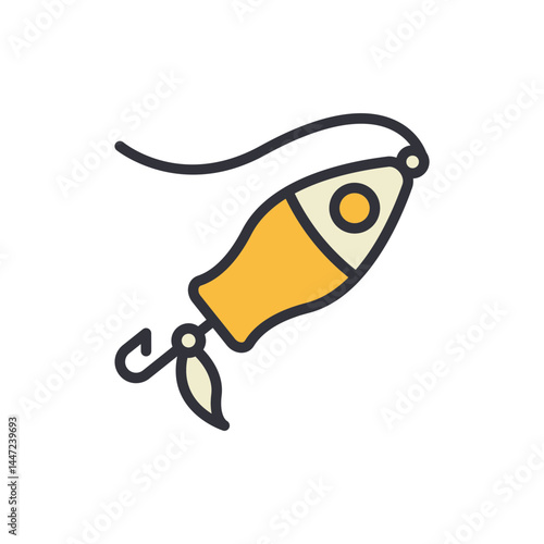 Fish bait colored icons, minimalist vector illustration ,simple transparent graphic element .Isolated on white background