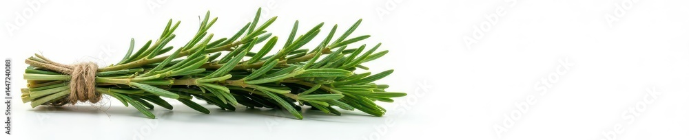 Fototapeta premium A fragrant bundle of rosemary tied with twine, isolated on white , fragrant, herb bundle, fresh
