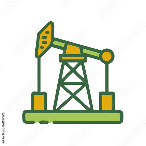 Oil pump jack in flat design style