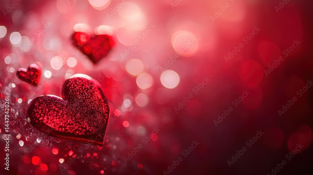 A background with red hearts and bokeh lights. A background with red hearts and bokeh lights.