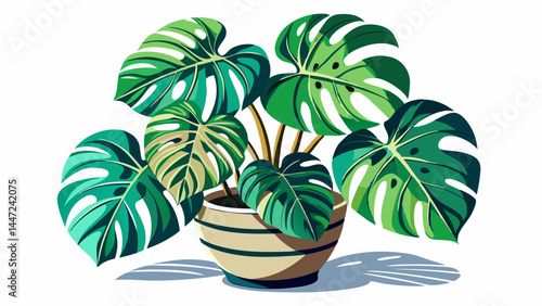 Monstera’s large leaves create a bold focal point in interiors.
The pot's simplicity balances nature’s wild expression.
Isolated on white for a crisp, high-end vector layout.
Perfect for botanical pos