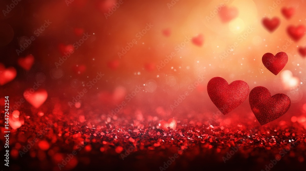 A background with red hearts and bokeh lights. A background with red hearts and bokeh lights.