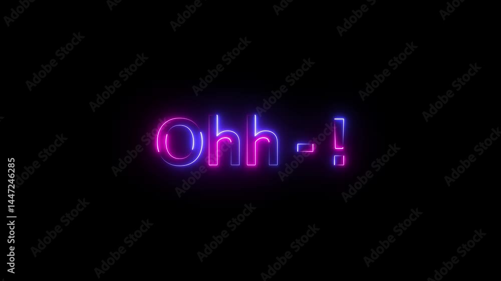 Glowing neon sign Ohhh ! on black background. neon sign welcome icon. Welcome neon text 4k animation. isolated on black background. Glowing neon sign Ohhh ! on black background. neon sign welcome icon. Welcome neon text 4k animation. isolated on black background.