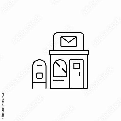 post office building icon sign vector