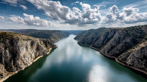 Dramatic Croatian Landscape: River Carving Through Majestic Cliffs and Rolling Hills