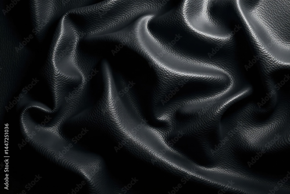 Fototapeta premium Dark Draped Fabric Luxurious Black Textured Material with Deep Shadows and Subtle Highlights