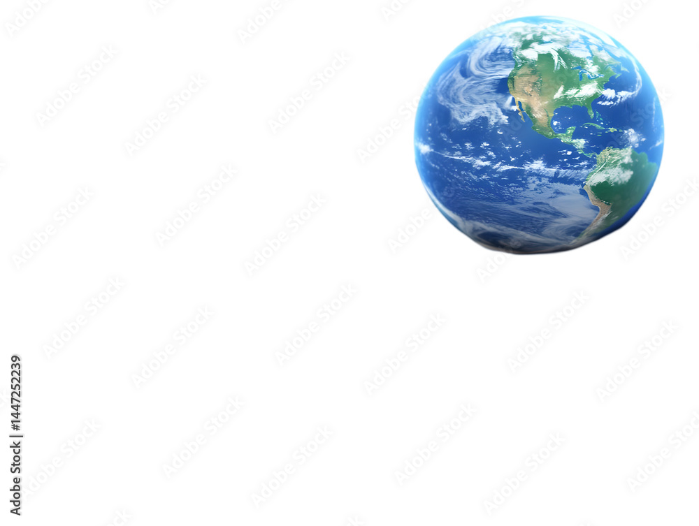 Fototapeta premium Realistic Earth Globe Image Isolated Background, Detailed Planet Photo