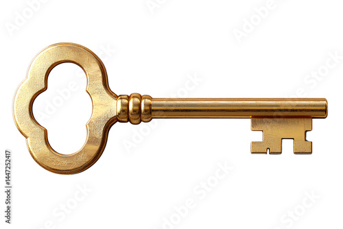 Golden yellow key icon isolated on a transparent background