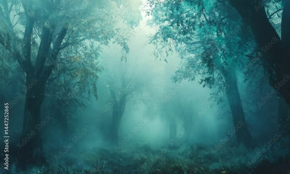 Mystical teal forest scene Mystical teal forest scene