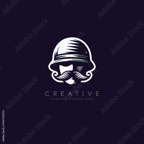 Military helmet logo vecto .Military helmet logo with military theme vector design 