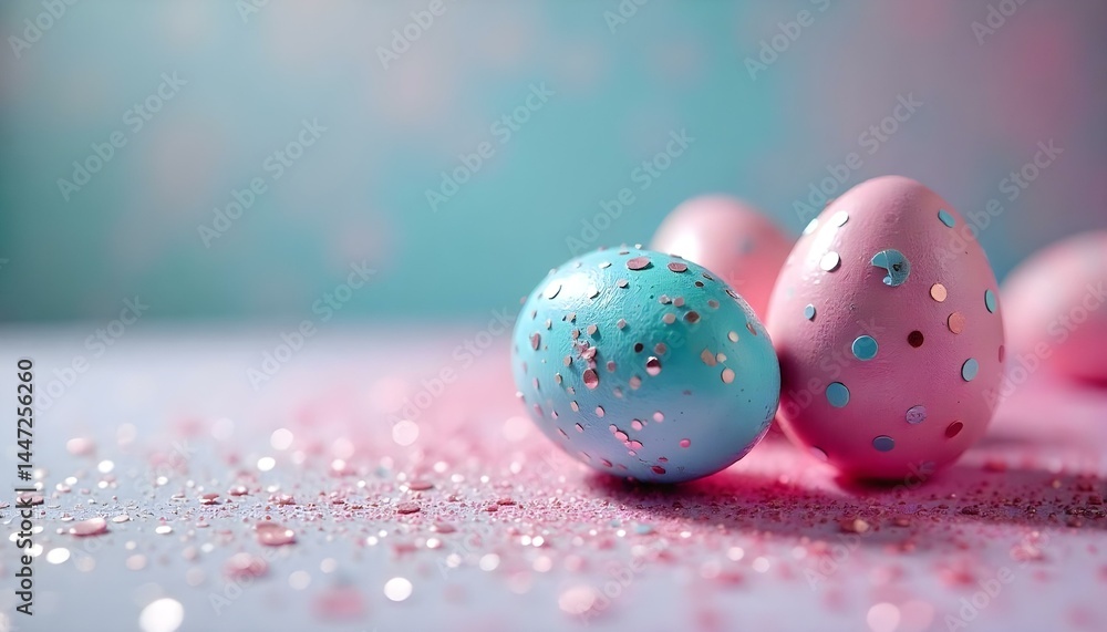 Obraz premium easter eggs on pink background with copy space
