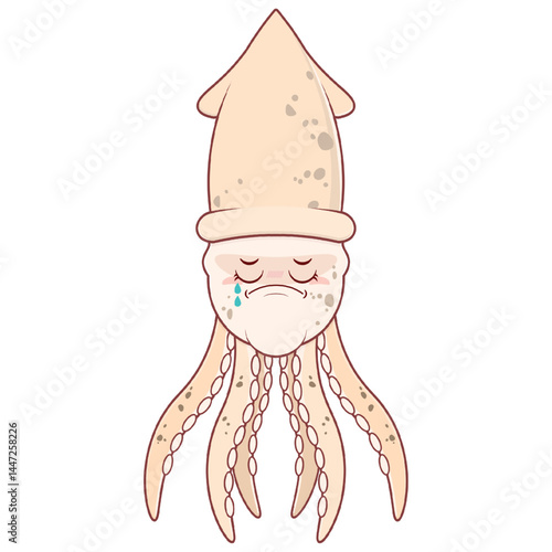 Octopus crying face cartoon cute