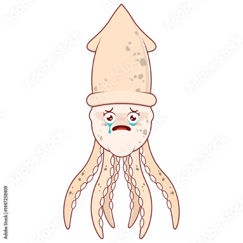 Octopus scared face cartoon cute