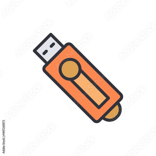 Flash drive colored icons, minimalist vector illustration ,simple transparent graphic element .Isolated on white background