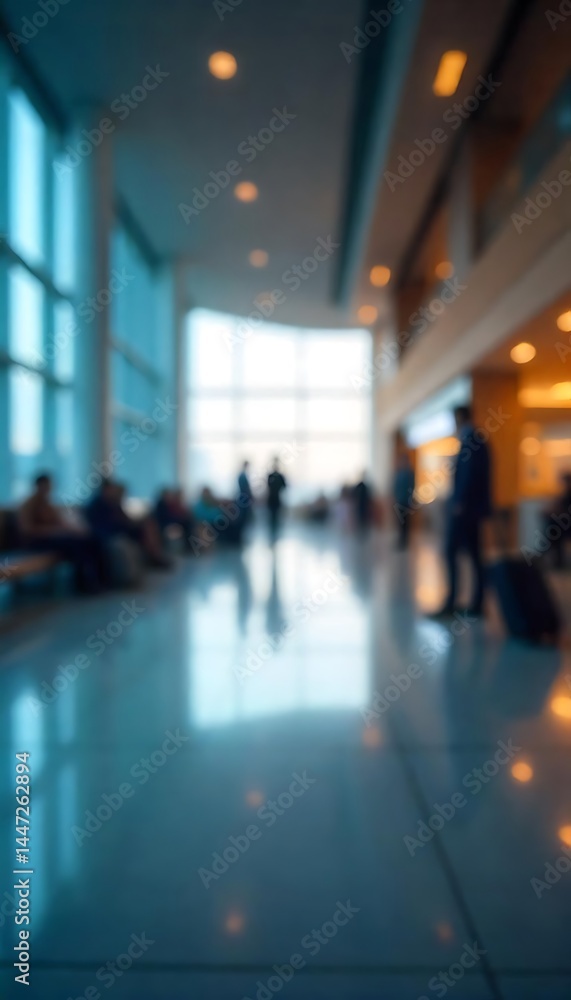 Fototapeta premium Generative AI Creates a Modern Airport Terminal Blurred Perspective