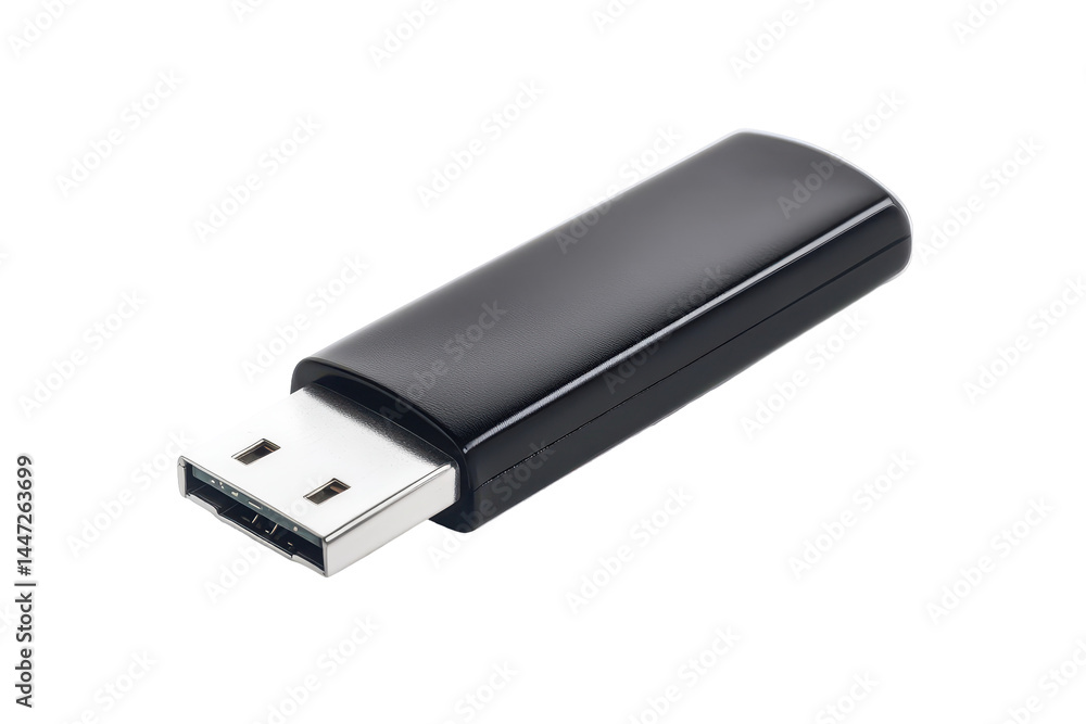 shot of a black flash drive, showcasing its form and color. Its compact design and metallic connector are clearly visible. shot of a black flash drive, showcasing its form and color. Its compact design and metallic connector are clearly visible.