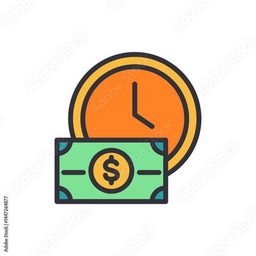 Loan time colored icons, minimalist vector illustration ,simple transparent graphic element .Isolated on white background