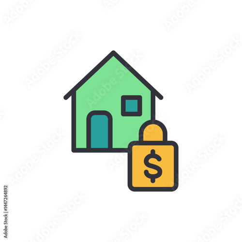 House debt colored icons, minimalist vector illustration ,simple transparent graphic element .Isolated on white background