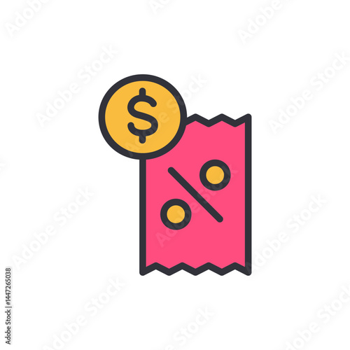 Debt colored icons, minimalist vector illustration ,simple transparent graphic element .Isolated on white background