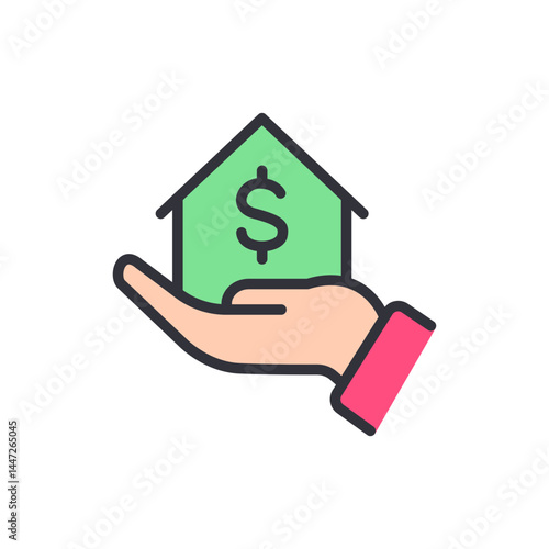 House loan colored icons, minimalist vector illustration ,simple transparent graphic element .Isolated on white background