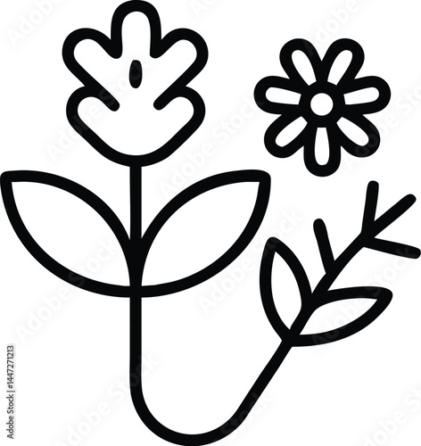 Medicinal Herbs Vector Icons – Thin Line Set of Healing Plants for Wellness, Health, and Herbal Remedies