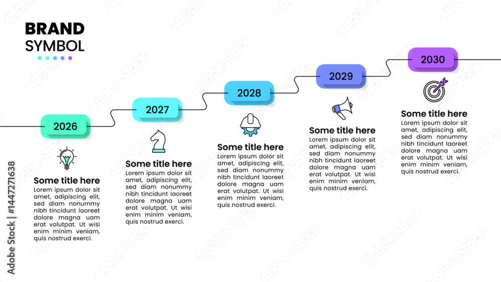 Naklejka premium Infographic template. Timeline with years and 5 steps