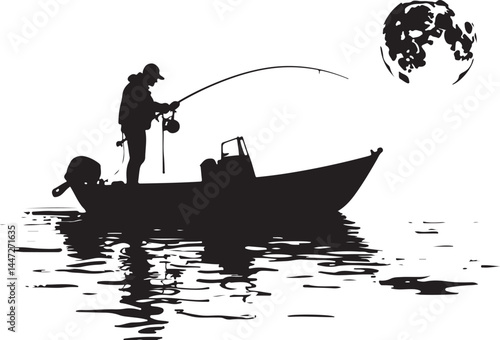 Men and Dogs Fishing – Silhouette 