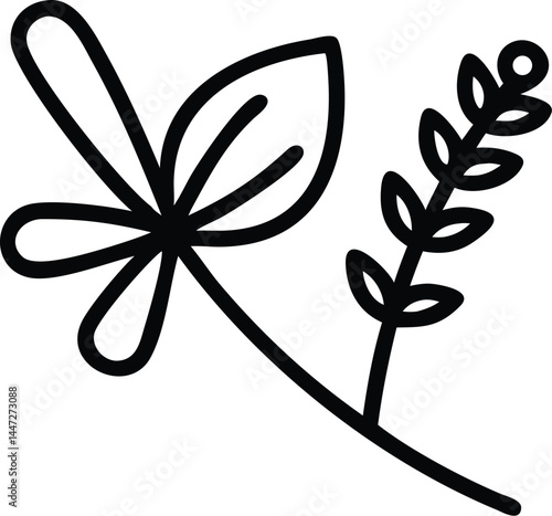Medicinal Herbs Vector Icons – Thin Line Set of Healing Plants for Wellness, Health, and Herbal Remedies